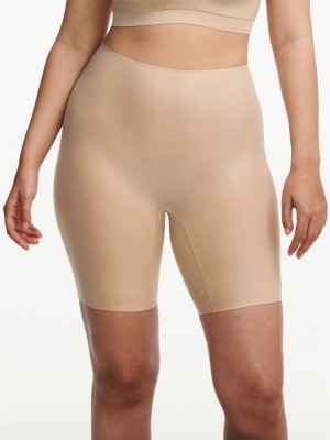 Beige Brown Women Chantelle SoftStretch High Waist Mid-Thigh Shorts | PLS7962NF