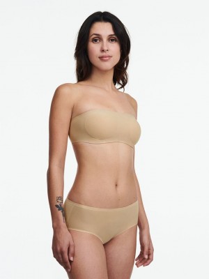 Beige Brown Women Chantelle SoftStretch Padded Bandeau Bras | RAI6830YM