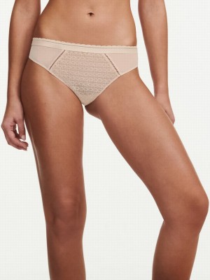 Beige Pink Women Chantelle Monogram Cheeky Bikini Bottoms | XKS5262PP