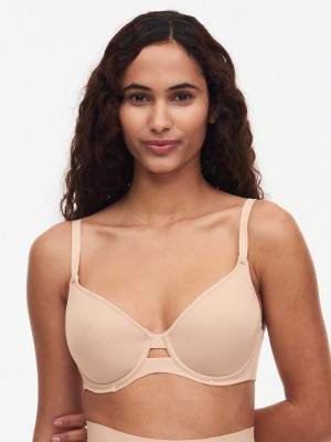 Beige Pink Women Chantelle Smooth Lines Smoothing Minimizer T-Shirt Bra | RVY285GM