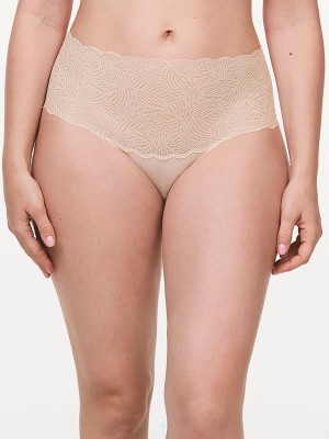 Beige Pink Women Chantelle SoftStretch Lace Briefs | SEA721YF