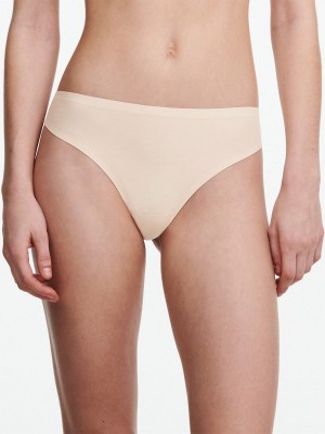 Beige Pink Women Chantelle SoftStretch Thong Panty | ZRD6446GP