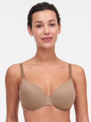 Beige Women Chantelle Basic Invisible Smooth Support T-Shirt Bra | IXX6527XO