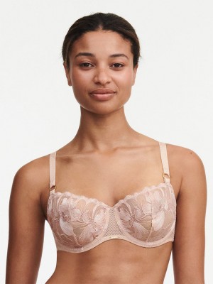 Beige Women Chantelle Fleurs Demi Bras | SLR9621BT