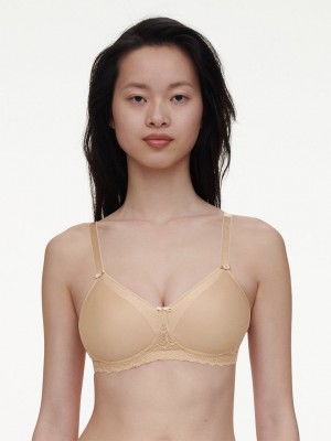 Beige Women Chantelle Merci Custom Fit Wireless with Pocket Bras | CDX8665DM