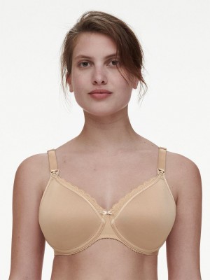 Beige Women Chantelle Merci Lightweight Nursing Bras | API541GE