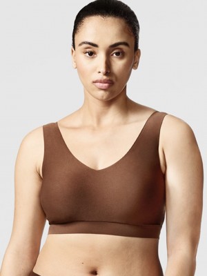 Beige Women Chantelle SoftStretch Padded V-Neck Sports Bra | OPO7635SH