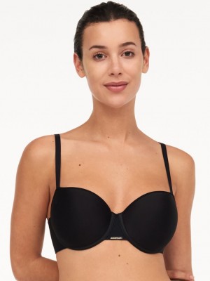 Black Women Chantelle Bare Essential Custom Fit T-Shirt Bra | DLT8526ZV