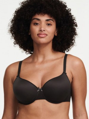 Black Women Chantelle Basic Invisible Smooth Support T-Shirt Bra | QXR2971ID