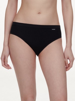 Black Women Chantelle Cotton Comfort Hi-Cut Briefs | DYT721HZ