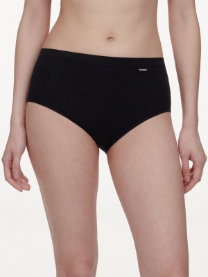 Black Women Chantelle Cotton Comfort High Waist Briefs | CXQ8173XD