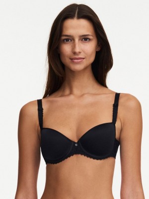 Black Women Chantelle Every Curve Demi Memory Foam Bras | URN5071YJ