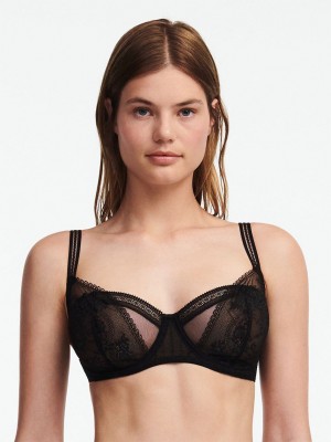 Black Women Chantelle Maddie Demi Bras | CKL8541ML