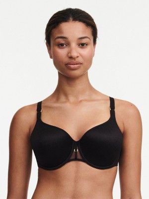 Black Women Chantelle Monogram Smooth Lightweight T-Shirt Bra | UGF5281XU