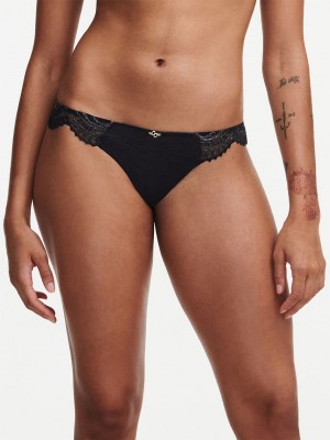 Black Women Chantelle Mystic Dream Lace Thong Panty | WTG4645JV