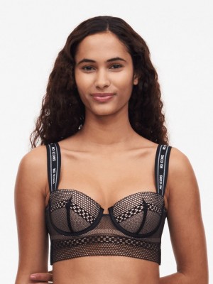 Black Women Chantelle No Icons Bandeau Bras | RTP7328PJ