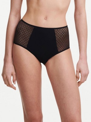 Black Women Chantelle Norah Chic High Waist Full Briefs | RJX203ET