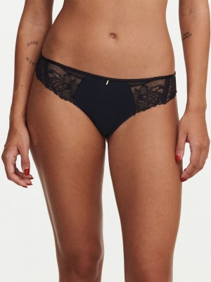 Black Women Chantelle Orangerie Dream Thong Panty | CYI5182JJ