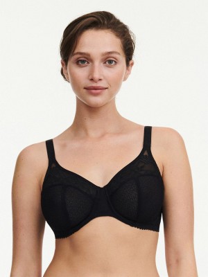 Black Women Chantelle Origins Lace Full Coverage Underwire Bras | QRX5880KN