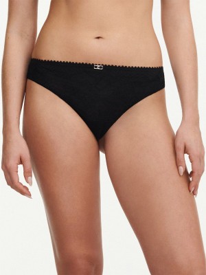 Black Women Chantelle Origins Lace Thong Panty | TGF5728RI