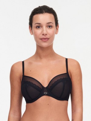 Black Women Chantelle Parisian Allure Plunge Unlined Bra | IOC9110YY