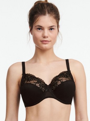 Black Women Chantelle Pont Neuf Full Coverage Unlined Bra | EYF2042EG