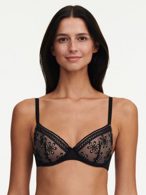 Black Women Chantelle Prisca Underwire Bras | WBI2158RG