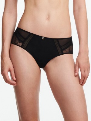 Black Women Chantelle True Lace Hipster Panty | MHU7493GI