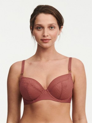 Brown Women Chantelle Graphic Allure Lace Plunge Unlined Bra | KRR1747YS