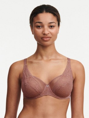 Brown Women Chantelle Naya Lace Underwire Unlined Bra | GDV9638CU