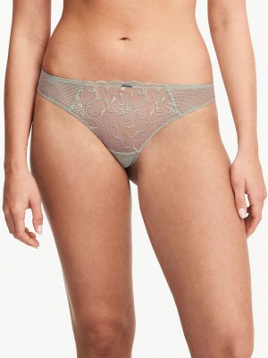 Green Women Chantelle Fleurs Thong Panty | QWG4180FY