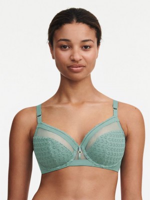 Green Women Chantelle Monogram Plunge Unlined Bra | TLZ10021EP