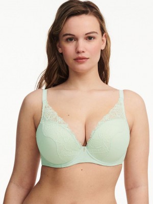 Green Women Chantelle Orangerie Dream Lace Contour Plunge Bras | MCE7792HS