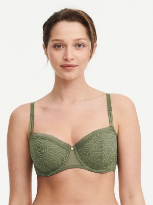 Khaki Green Women Chantelle C Jolie Demi Bras | UKW8927RE