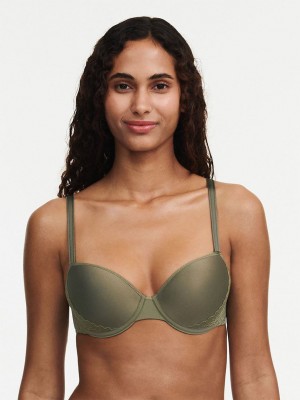 Khaki Green Women Chantelle Pila Demi Memory Foam Bras | WYF4157LB