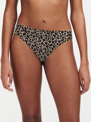 Leopard Beige Women Chantelle SoftStretch Thong Panty | IYF2679DU