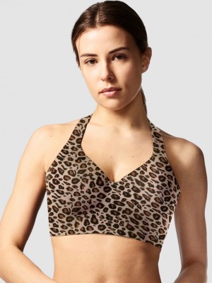 Leopard Beige Women Chantelle Sport High Impact Wirefree Bras | UMM8252OZ