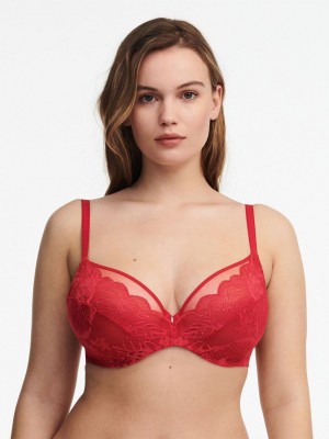 Red Women Chantelle Midnight Flowers Underwire Bras | AQX7817HH