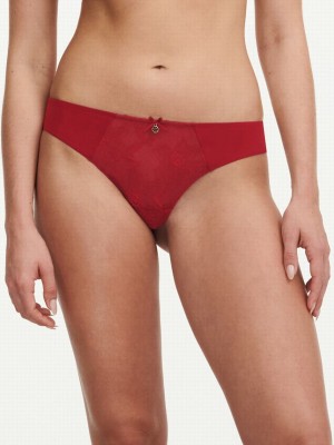 Red Women Chantelle Orchids Thong Panty | DGF8367OO