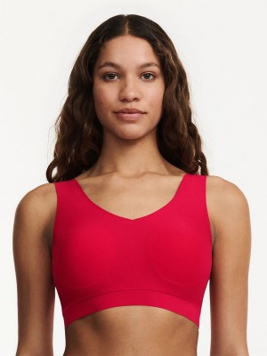 Red Women Chantelle SoftStretch Padded V-Neck Sports Bra | KZH675WL