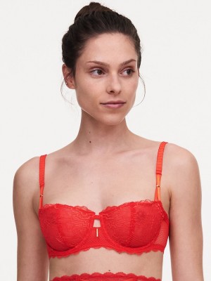 Red Women Chantelle Waltz Demi Bras | ZTD5437TL