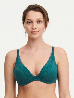 Turquoise Women Chantelle Brooklyn Plunge Bras | ZYT986ZC