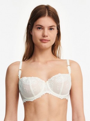 White Women Chantelle Champs Elysees Lace Demi Unlined Bra | JYE9889QQ