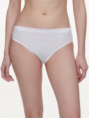 White Women Chantelle Cotton Comfort Hi-Cut Briefs | HFL8822GN