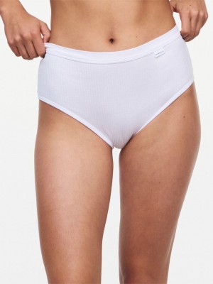 White Women Chantelle Cotton Comfort High Waist Briefs | AHM2375ME