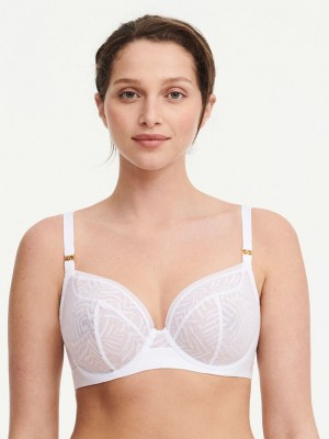 White Women Chantelle Graphic Allure Lace Plunge Unlined Bra | CLK6316VQ