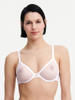 White Women Chantelle Graphic Allure Sheer Underwire Unlined Bra | UAW2736MT