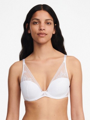 White Women Chantelle Maddie Plunge T-Shirt Bra | HMX2420NY