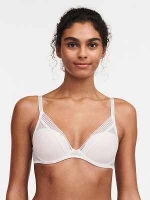 White Women Chantelle Manhattan Plunge T-Shirt Bra | BZH1575LR