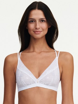 White Women Chantelle Midnight Flowers Wireless Bras | UIS9695ZE